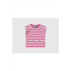 United Colors of BenettonKız Çocuk Fuşya Snoopy Baskılı Çizgili T-shirt