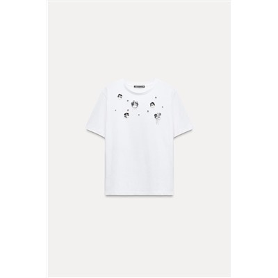 FLORAL BEADED T-SHIRT