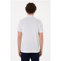 Erkek Slim Fit Polo Yaka Beyaz Basic Tişört