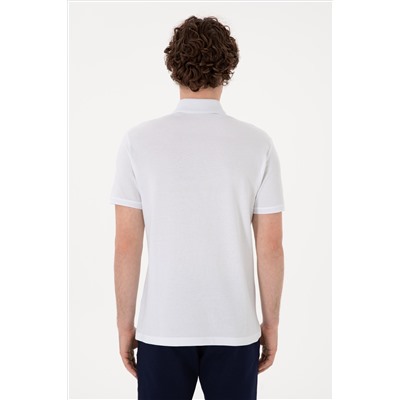 Erkek Slim Fit Polo Yaka Beyaz Basic Tişört