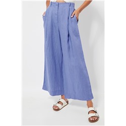 Pantalón wide leg de lino - Azul