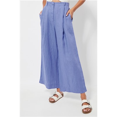 Pantalón wide leg de lino - Azul