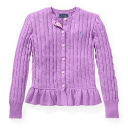GIRLS 7-16 Cotton Peplum Cardigan