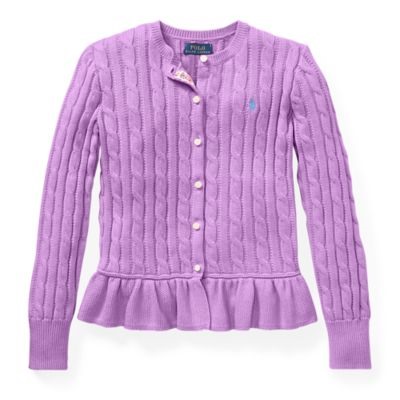 GIRLS 7-16 Cotton Peplum Cardigan