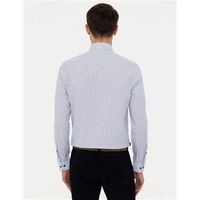 Lacivert Slim Fit Uzun Kollu Gömlek