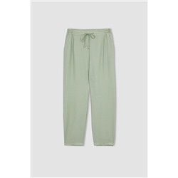 Defacto Jogger Cepli Yüksek Bel Keten Görünümlü Pantolon R0433AZ23SP