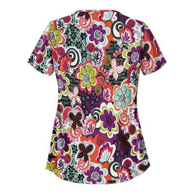 UA Peace And Prosperity Berry Burst Asymmetrical Scrub Top