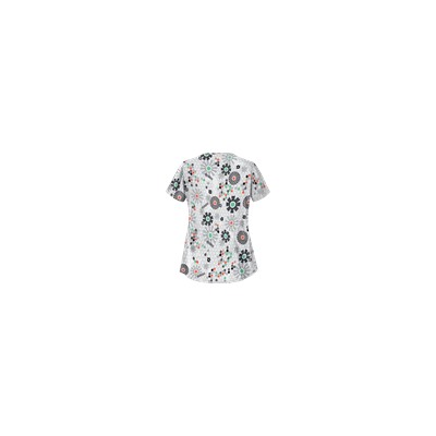 UA Honeycombs And Flowers Pewter Asymmetrical Scrub Top