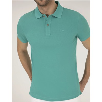 Yeşil Slim Fit Polo Yaka Basic Tişört