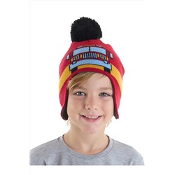 Denokids Itfaiye Erkek Çocuk Triko Kulak Korumalı Bere Kırmızı CFF-22S1-061