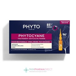 Phyto Phytocyane Traitement Antichute Femme - Chute Réactionnelle - 12 ampoules de 5 ml