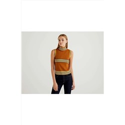 United Colors of Benetton Benetton Kadın Mix Dik Yaka Çizgili Süveter 122A1035E200N-901