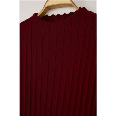 Bordo Fitilli Aksesuar Detaylı Triko Elbise TBBAW26AH00000