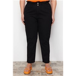Trendyol Curve Siyah Yüksek Bel Beli Lastikli Mom Jeans TBBAW23JE00002