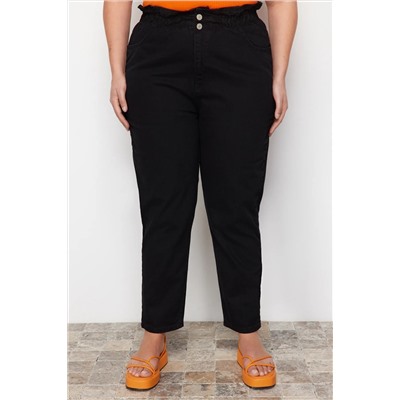 Trendyol Curve Siyah Yüksek Bel Beli Lastikli Mom Jeans TBBAW23JE00002