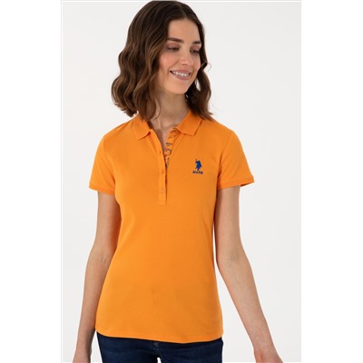 Kadın Turuncu Basic Polo Yaka Tişört