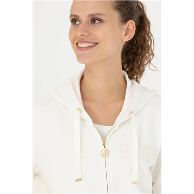 Kadın Ekru Kapüşonlu Sweatshirt