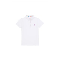 U.S. Polo Assn., Kız Çocuk Beyaz Basic Polo Yaka Tişört 50265668-VR013