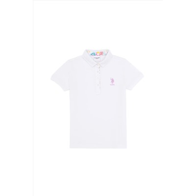 U.S. Polo Assn., Kız Çocuk Beyaz Basic Polo Yaka Tişört 50265668-VR013