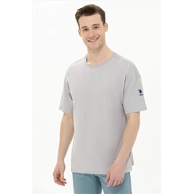 Erkek Gri Oversize Bisiklet Yaka Tişört