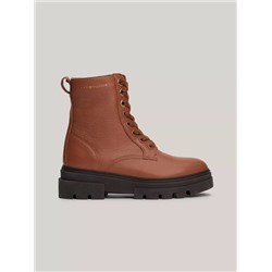 Logo Lace-Up Cleated Leather Boot
