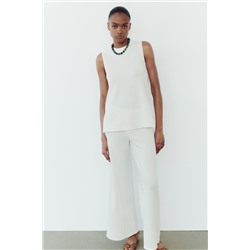 SOFT PIQUÉ WIDE-LEG TROUSERS