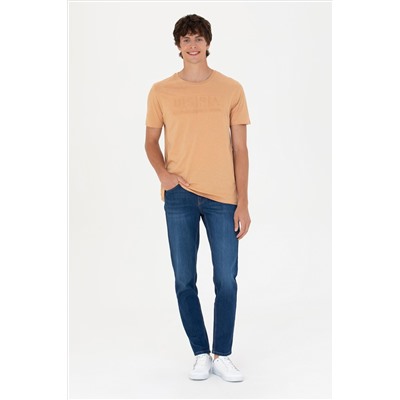 Erkek Regular Fit Bisiklet Yaka Camel Tişört