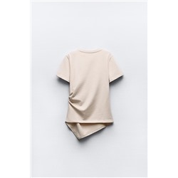 GATHERED T-SHIRT WITH ASYMMETRIC HEM