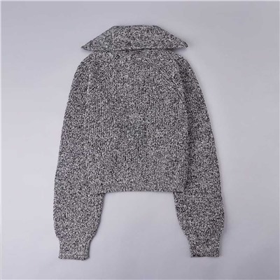 Повседневный короткий вязаный свитер с длинными рукавами