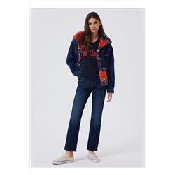 Lee Cooper Yüksek Bel Boru Paça Straight Koyu Mavi Kadın Denim Pantolon 241 LCF 121005 FUNNY HILLARY 5003069051