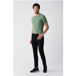 Avva Erkek Siyah Armürlü Esnek 5 Cepli Slim Fit Dar Kesim Kanvas Pantolon E003055