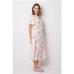 Vestido midi viscosa print flores