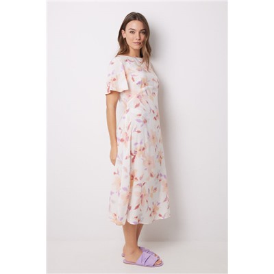 Vestido midi viscosa print flores