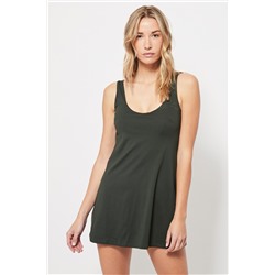 Vestido evasé Verde oscuro