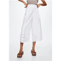 Pantalón algodón bordado -  Mujer | MANGO OUTLET Melilla