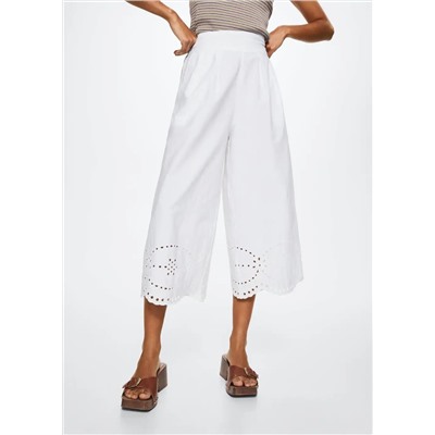 Pantalón algodón bordado -  Mujer | MANGO OUTLET Melilla