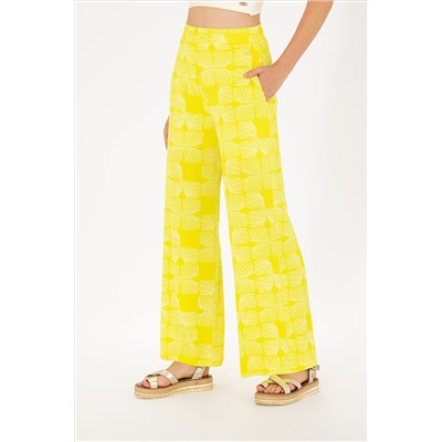 Kadın Neon Sarı Örme Pantolon