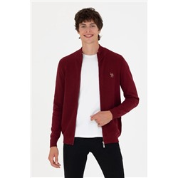 Erkek Bordo Basic Triko Hırka