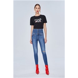 Vaquero skinny fit de tiro alto Azul