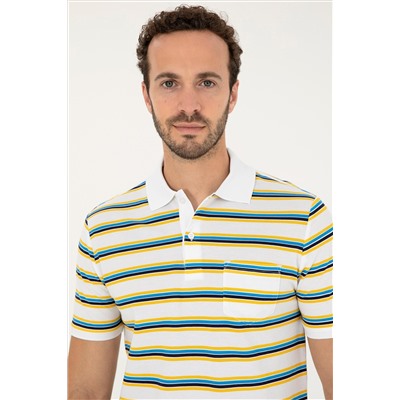 Erkek Regular Fit Polo Yaka Beyaz Tişört