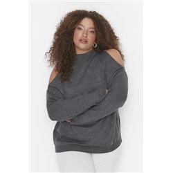 Trendyol Curve Antrasit Cut Out Detaylı Triko Kazak TBBAW23AN00025