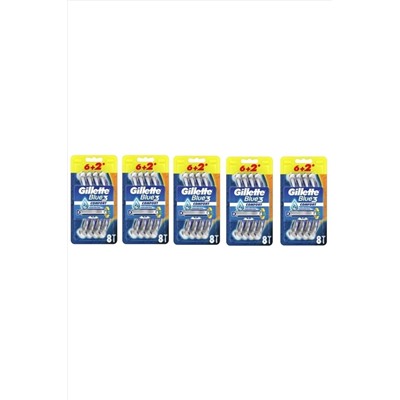 Gillette, Blue3 Comfort Kullan-at Tıraş Bıçağı 8'li X 5 Paket