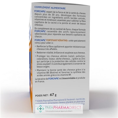ArkoPharma Forcapil Fortifiant Kératine+ - Force, Résistance & Protection - Cheveux & Ongles Abîmés 180 gélules