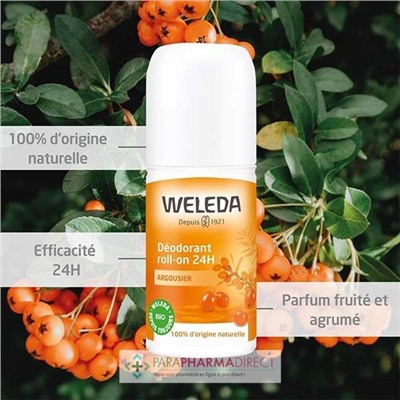 Weleda Argousier Déodorant Roll-On 24H BIO 2x50 mlLot  × 2