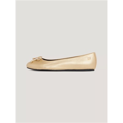Golden Leather Ballet Flat