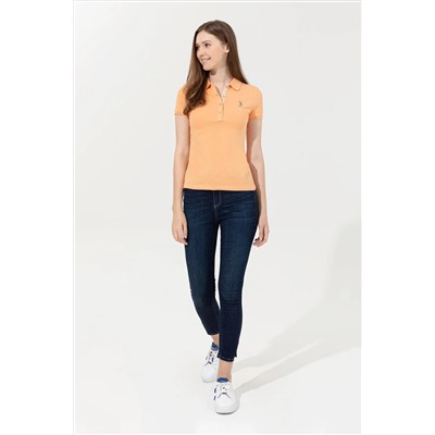 Kadın Turuncu Basic Polo Yaka Tişört