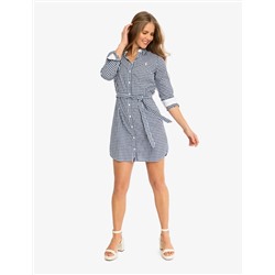 LONG SLEEVE GINGHAM SHIRT DRESS