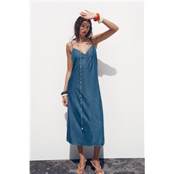 Z1975 DENIM STRAPPY MIDI DRESS