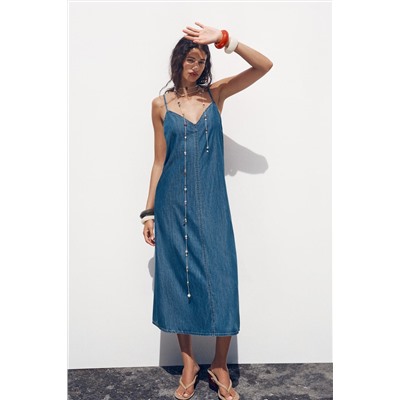 Z1975 DENIM STRAPPY MIDI DRESS