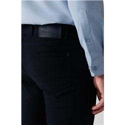 Lacivert Armürlü Esnek 5 Cepli Slim Fit Dar Kesim Kanvas Pantolon